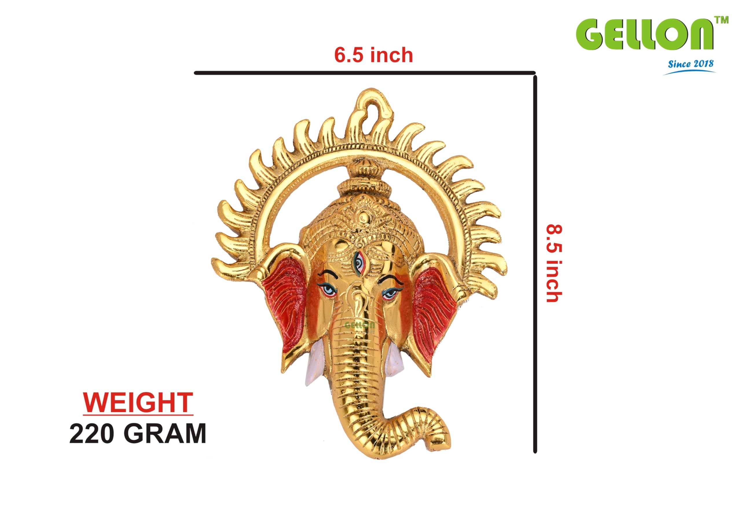 Gellon Wall Hanging Surya Ganesha Statue In Gold Finish, Ganesha Statue - Ganesha Murti  Ganesha For Wall Dcor Ganesh In Multico